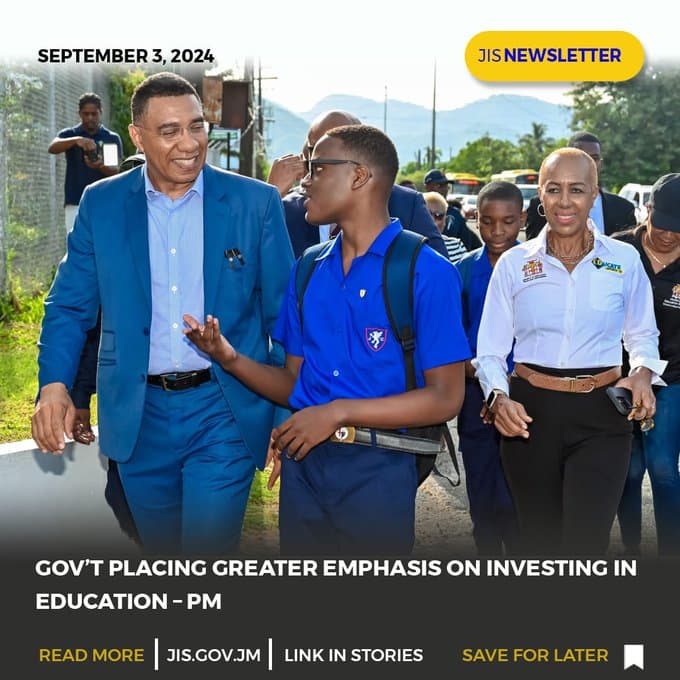 PM Holness discussing the importance of investing in the education sector